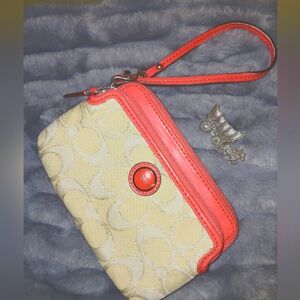 Vintage COACH Canvas and Leather Double Wristlet